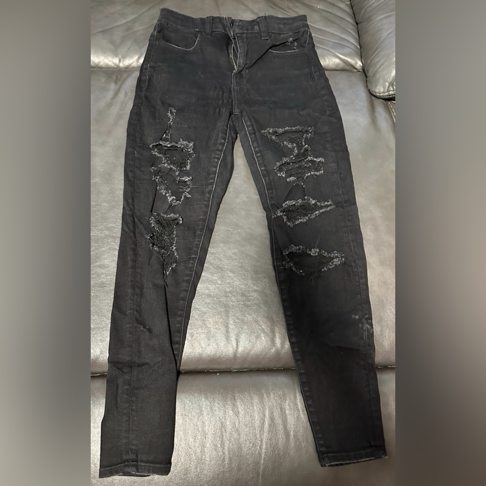 American Eagle Outfitters Black Skinny Distressed Jeans
